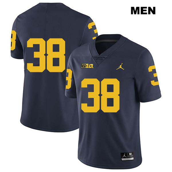 Men's NCAA Michigan Wolverines Joseph Files #38 No Name Navy Jordan Brand Authentic Stitched Legend Football College Jersey OJ25L48RV